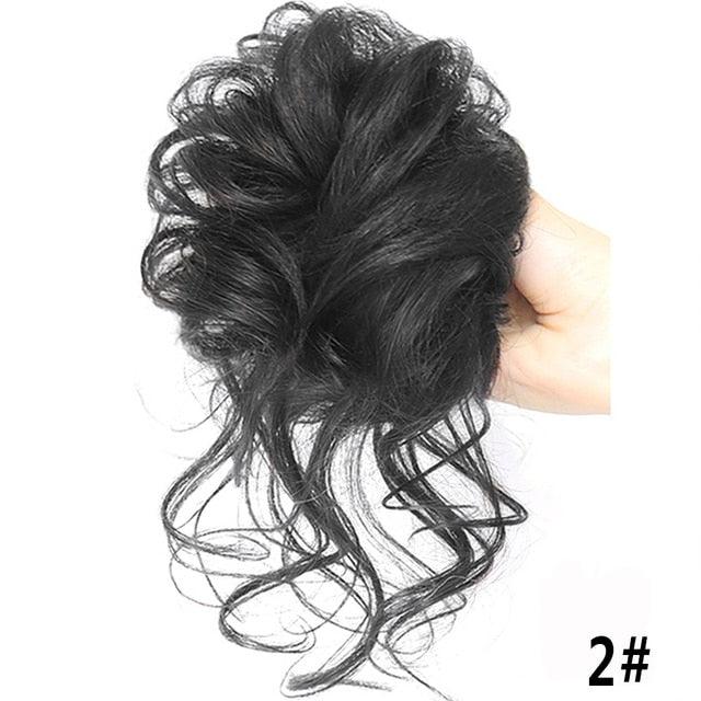 Stylish Synthetic Hair Bun Chignon Messy Curly Hair Band Elastic Scrunchy False Hair Pieces For Women Hairpins Black Brown Clip in Hair Extension For Volumized Hair Buns For Girls