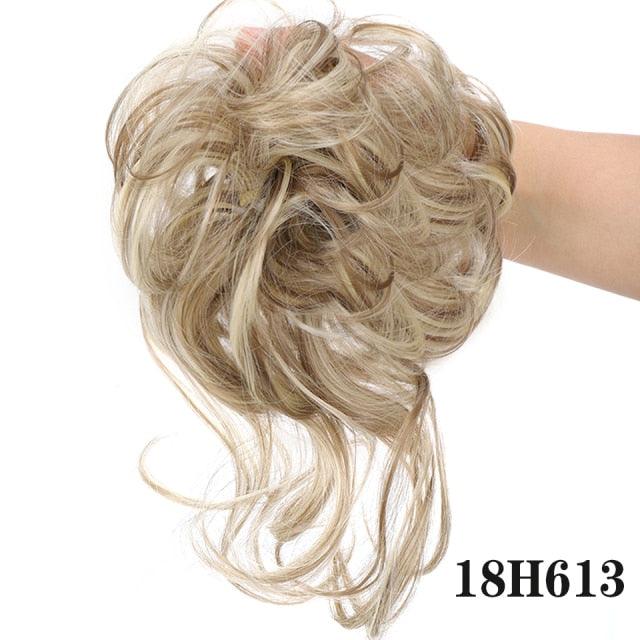 Stylish Synthetic Hair Bun Chignon Messy Curly Hair Band Elastic Scrunchy False Hair Pieces For Women Hairpins Black Brown Clip in Hair Extension For Volumized Hair Buns For Girls