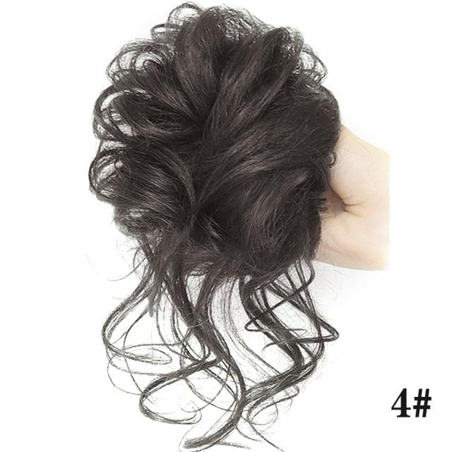 Stylish Synthetic Hair Bun Chignon Messy Curly Hair Band Elastic Scrunchy False Hair Pieces For Women Hairpins Black Brown Clip in Hair Extension For Volumized Hair Buns For Girls