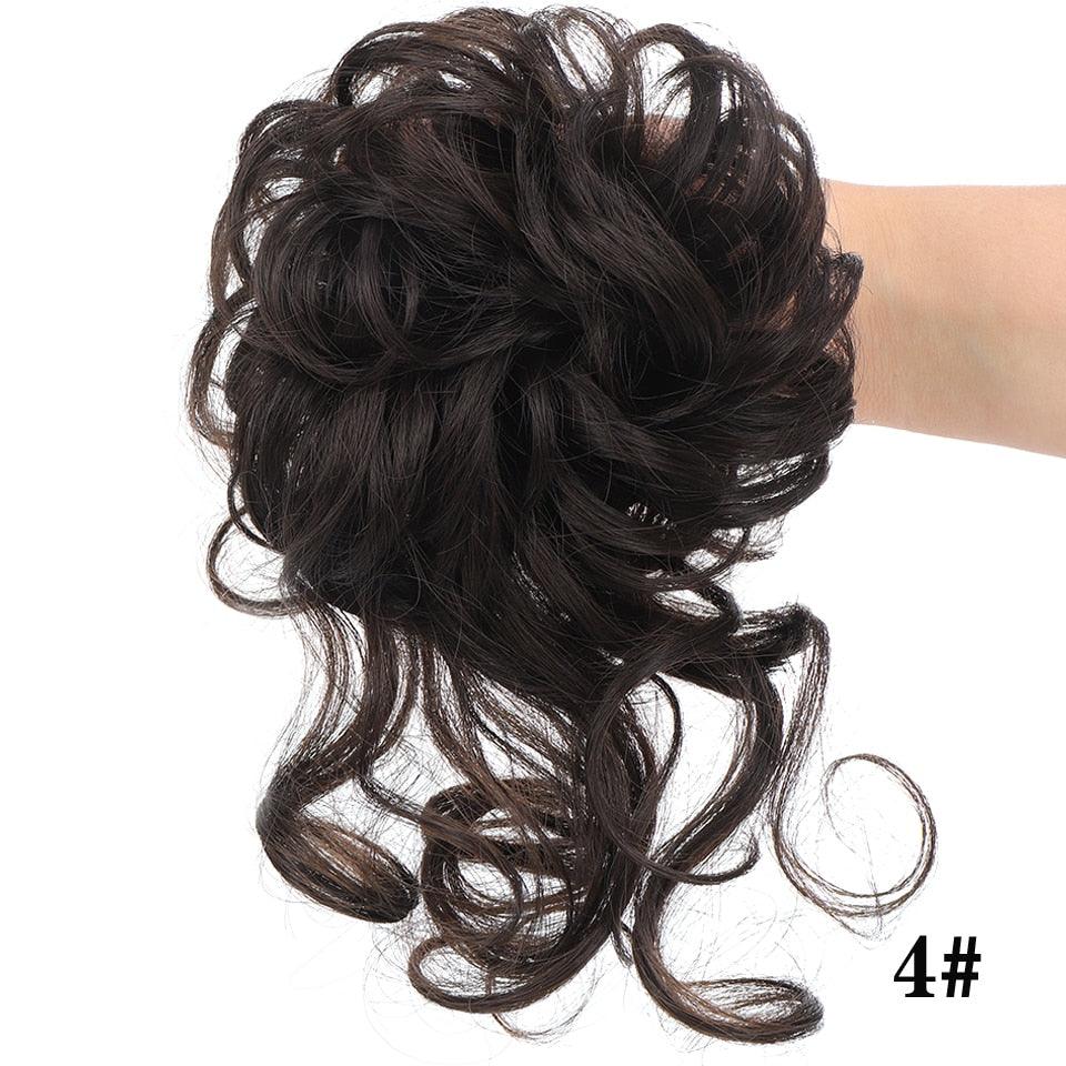 Stylish Synthetic Hair Bun Chignon Messy Curly Hair Band Elastic Scrunchy False Hair Pieces For Women Hairpins Black Brown Clip in Hair Extension For Volumized Hair Buns For Girls