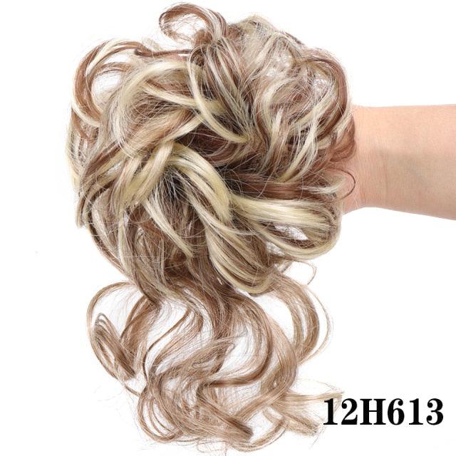 Stylish Synthetic Hair Bun Chignon Messy Curly Hair Band Elastic Scrunchy False Hair Pieces For Women Hairpins Black Brown Clip in Hair Extension For Volumized Hair Buns For Girls