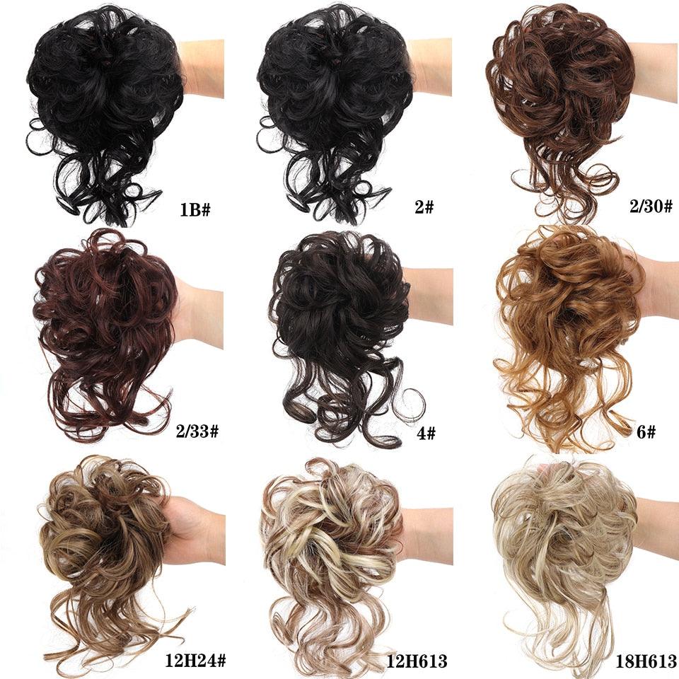 Stylish Synthetic Hair Bun Chignon Messy Curly Hair Band Elastic Scrunchy False Hair Pieces For Women Hairpins Black Brown Clip in Hair Extension For Volumized Hair Buns For Girls