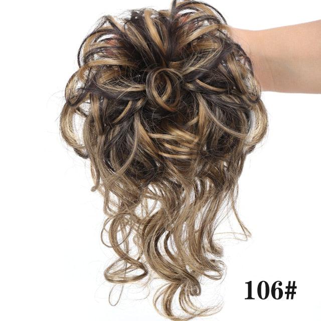 Stylish Synthetic Hair Bun Chignon Messy Curly Hair Band Elastic Scrunchy False Hair Pieces For Women Hairpins Black Brown Clip in Hair Extension For Volumized Hair Buns For Girls