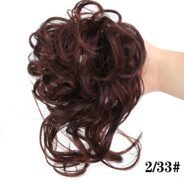 Stylish Synthetic Hair Bun Chignon Messy Curly Hair Band Elastic Scrunchy False Hair Pieces For Women Hairpins Black Brown Clip in Hair Extension For Volumized Hair Buns For Girls