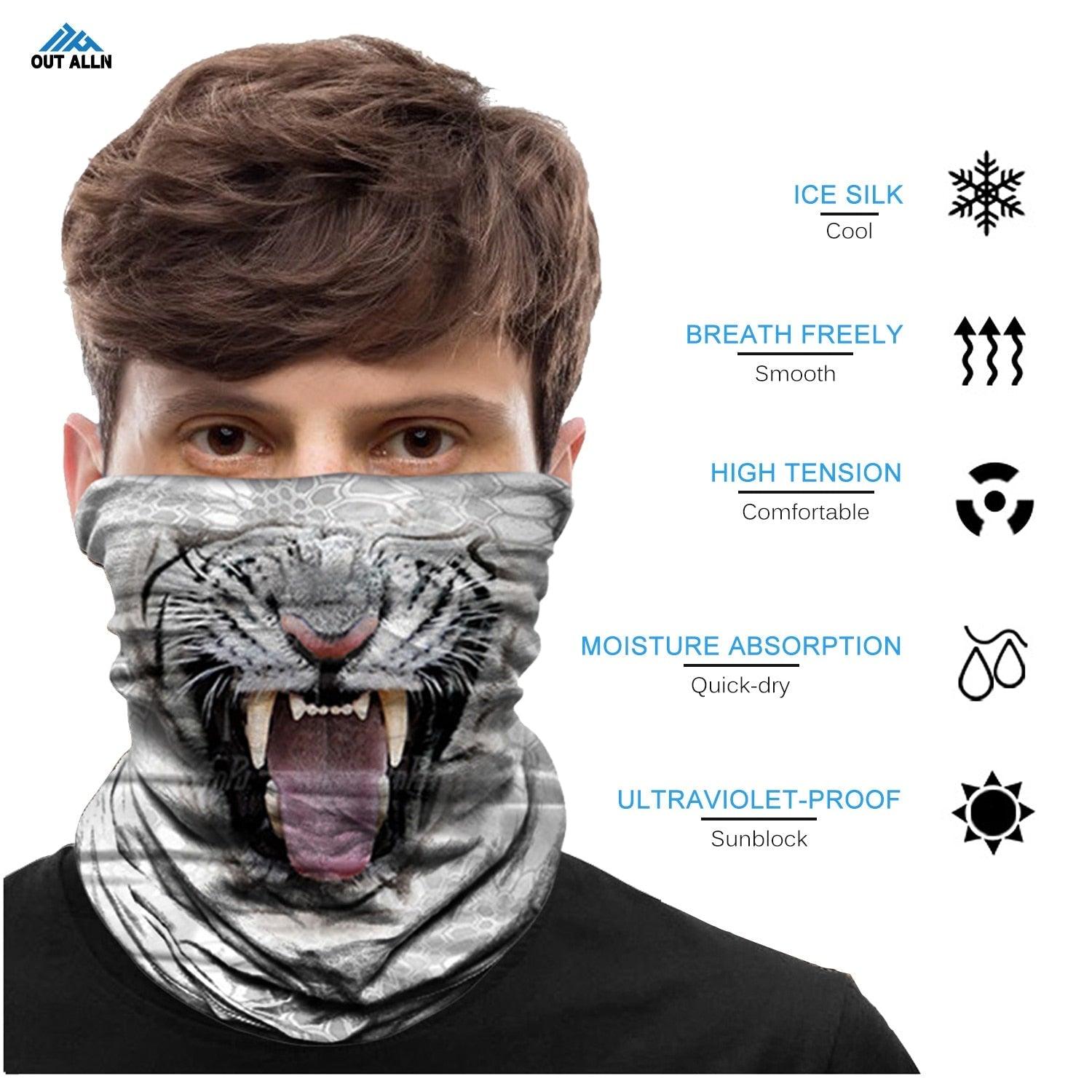 Summer Animal Bandana Neck Gaiter Tube Scarf Buff Party Halloween Half Mask Face Shield Sport Headband Balaclava Seamless Magic Head Scarf Breathable Bandana Turban Outdoor Hiking Quick-Dry Sweat Absorbing Scarves Multifunction Beanie Hat