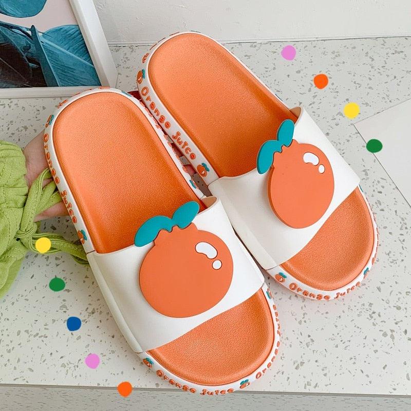 Summer Beach Slides Women Men Casual Slippers Fruits Thick Soled Sandals Girls Bathroom Shoes Girls Water Shoes Cute Lightweight Fruit Slippers Beach Pool Indoor Outdoor Flip Flops