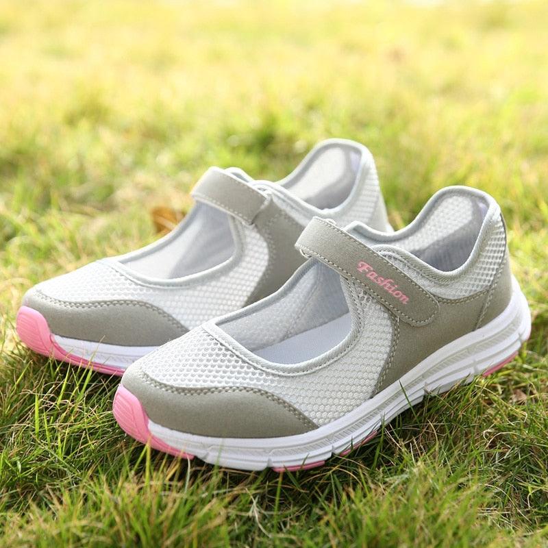 Summer Breathable Women Espadrilles Sneakers Healthy Walking Sport Mesh Sport Running Fashion Breathable Mesh Casual Shoes Flat Shoes Women Espadrilles