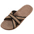 Summer Cross Strap Ladies Flip Flops Women's Summer Footwear Casual Linen Flat Beach Slippers Breathable Linen Men's Sandals Casual Flat Shoes Indoor Slides Unisex Home Slipper