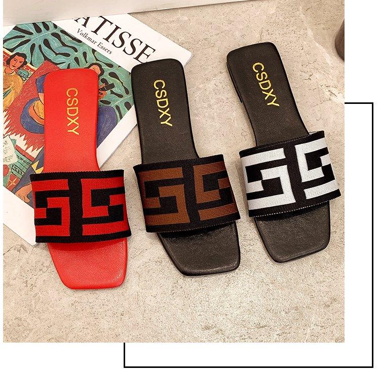 Summer Design Women Slippers Fashion Flat Heels Sildes Shoes Women's Flat Sandals Strap Slide Sandals Open Toe Comfortable Soft Luxury Slide Sandals Simple Cotton Fabric Straps Open Toe Flat Sandal For Womens