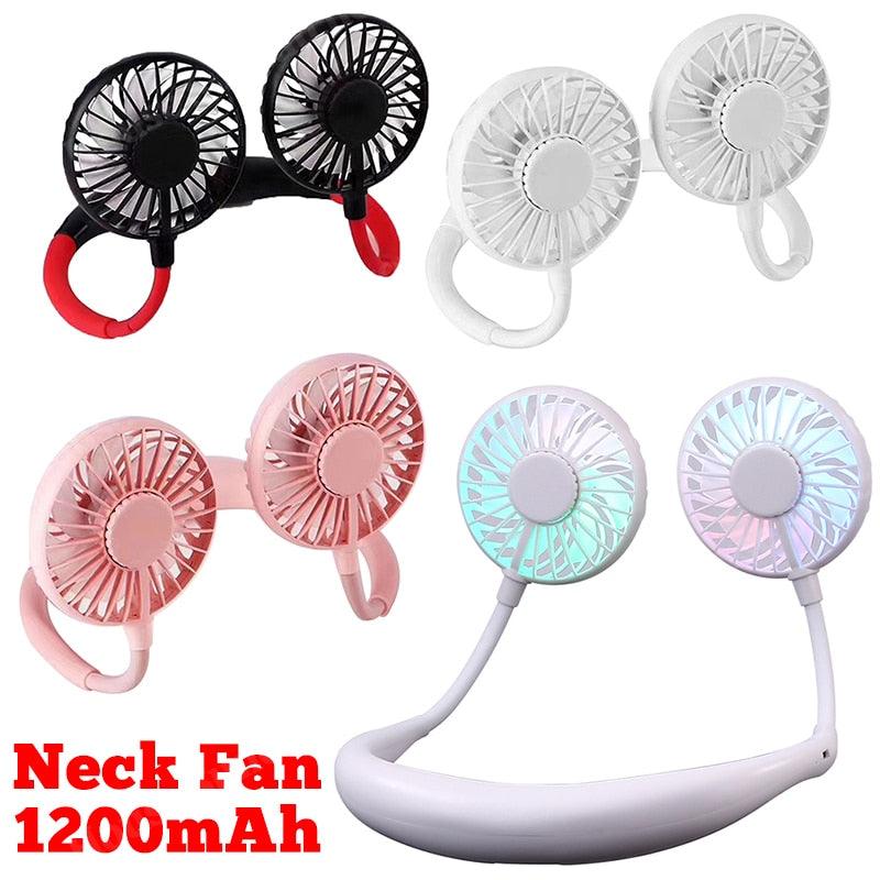 Summer Fan Hanging Neck 1200mAh Fan Rechargeable USB Hanging Neck Fan Mini Carry On Electric Fan For Outdoor Sports Cooling Fan Portable Hanging Neck Fan Rechargeable Neck Fan