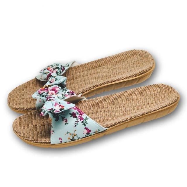 Summer Flax Home Slippers Women Slapping Beach Flip Flops Non-slip House Family Slippers Womens Indoor Home Slippers Non-Slip Casual Outdoor Lightweight Sandals