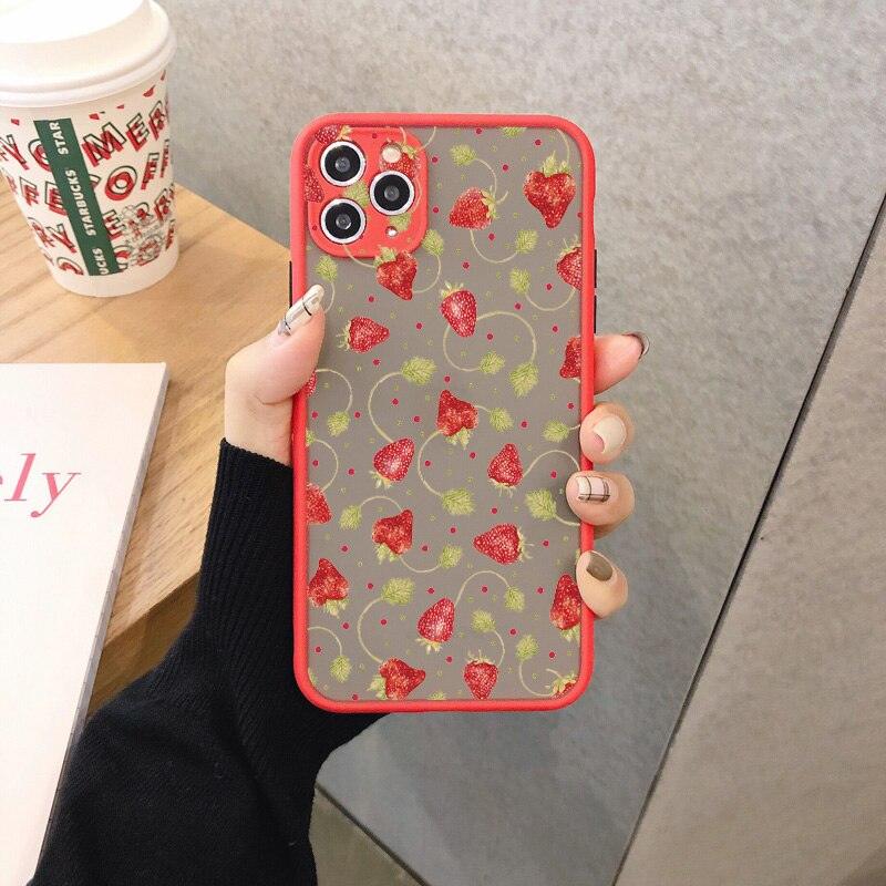 Summer Fruit Phone Case for iPhone 12 11 14 13 Pro Max X XR XS MAX 6s 7 8 Plus SE2 back Shell Strawberry Hard Shockproof Covers Pink Strawberry Cute Pattern Soft  Cute Camera Protector iPhone 11 Pro Max Case for Girls Women