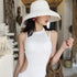 Summer Hat New Female Sun Hat Folding Beach Hat New Women's Ladies Wide Large Brim Floppy Folding Summer Beach Sun Hat Straw Cap Big Brim Elegant White Travel Sun Hat 55-58CM