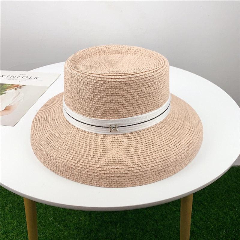 Summer Hat New Female Sun Hat Folding Beach Hat New Women's Ladies Wide Large Brim Floppy Folding Summer Beach Sun Hat Straw Cap Big Brim Elegant White Travel Sun Hat 55-58CM