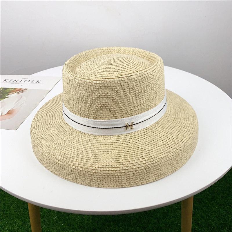 Summer Hat New Female Sun Hat Folding Beach Hat New Women's Ladies Wide Large Brim Floppy Folding Summer Beach Sun Hat Straw Cap Big Brim Elegant White Travel Sun Hat 55-58CM