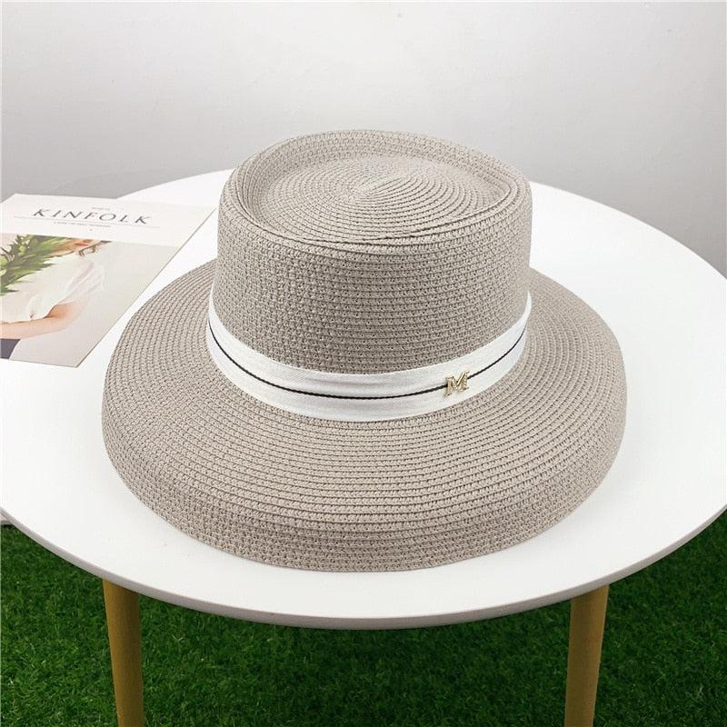 Summer Hat New Female Sun Hat Folding Beach Hat New Women's Ladies Wide Large Brim Floppy Folding Summer Beach Sun Hat Straw Cap Big Brim Elegant White Travel Sun Hat 55-58CM