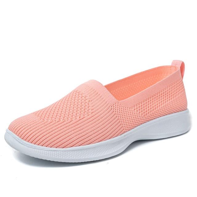 Summer Knitting Sock Women's Sneakers Slip On Shoes Lightweight Flat Women's Sports Breathable Mesh Platform Fashion Casual Slip On Easy Walking Espadrilles