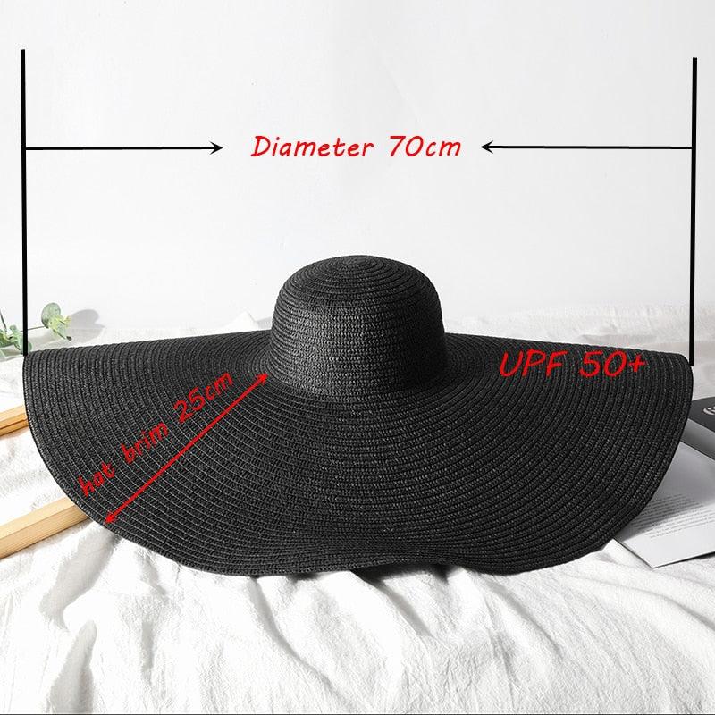 Summer Large Wide Brim Foldable Sun Hats For Women Foldable Sun Hat Wide Brim Summer Straw Floppy Beach Hat Oversized Sun Hat Modern Travel Straw Hat Fashionable Lady UV Protection Beach Hat 54-57cm