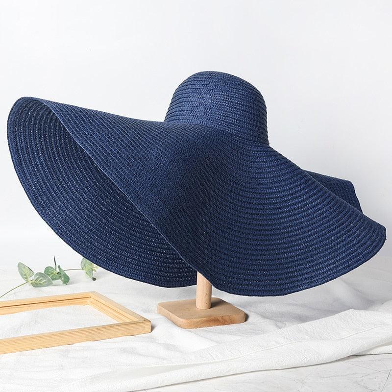 Summer Large Wide Brim Foldable Sun Hats For Women Foldable Sun Hat Wide Brim Summer Straw Floppy Beach Hat Oversized Sun Hat Modern Travel Straw Hat Fashionable Lady UV Protection Beach Hat 54-57cm