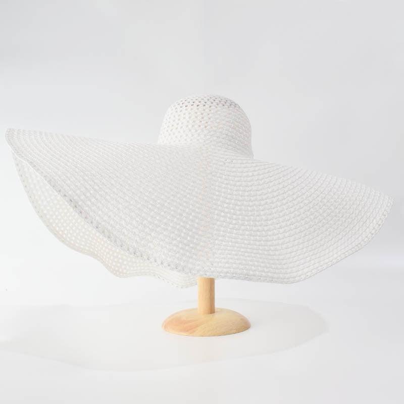 Summer Large Wide Brim Foldable Sun Hats For Women Foldable Sun Hat Wide Brim Summer Straw Floppy Beach Hat Oversized Sun Hat Modern Travel Straw Hat Fashionable Lady UV Protection Beach Hat 54-57cm