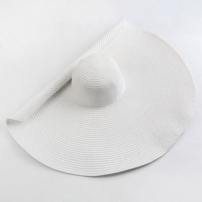 Summer Large Wide Brim Foldable Sun Hats For Women Foldable Sun Hat Wide Brim Summer Straw Floppy Beach Hat Oversized Sun Hat Modern Travel Straw Hat Fashionable Lady UV Protection Beach Hat 54-57cm