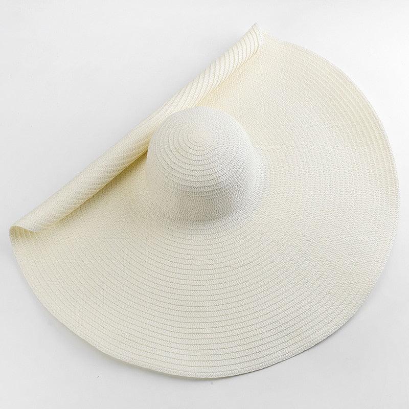 Summer Large Wide Brim Foldable Sun Hats For Women Foldable Sun Hat Wide Brim Summer Straw Floppy Beach Hat Oversized Sun Hat Modern Travel Straw Hat Fashionable Lady UV Protection Beach Hat 54-57cm