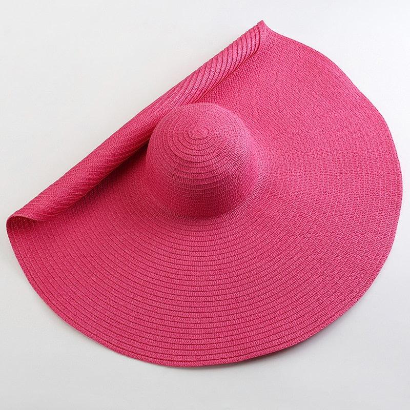 Summer Large Wide Brim Foldable Sun Hats For Women Foldable Sun Hat Wide Brim Summer Straw Floppy Beach Hat Oversized Sun Hat Modern Travel Straw Hat Fashionable Lady UV Protection Beach Hat 54-57cm