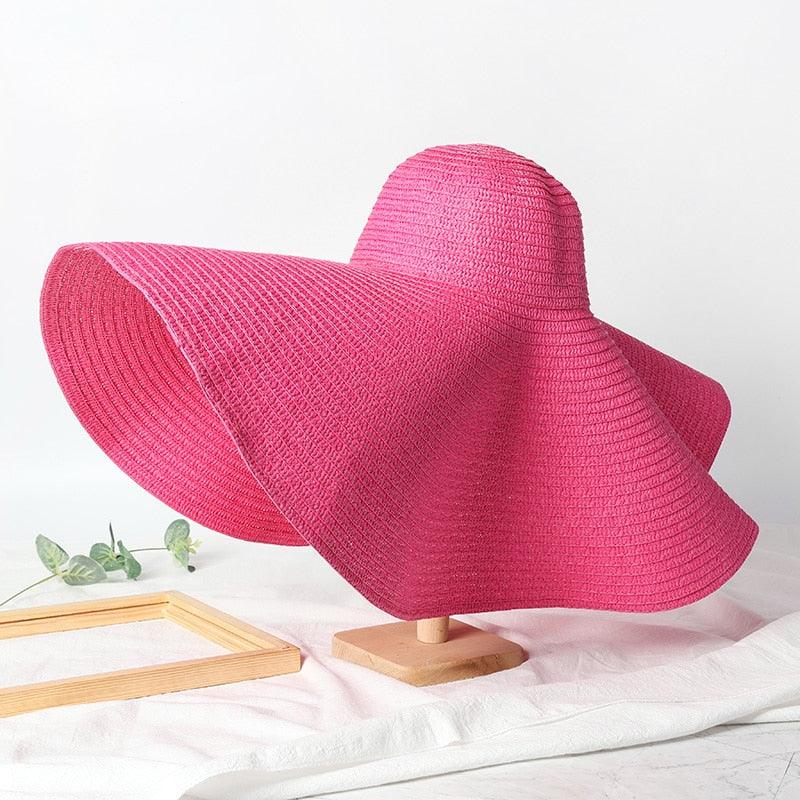 Summer Large Wide Brim Foldable Sun Hats For Women Foldable Sun Hat Wide Brim Summer Straw Floppy Beach Hat Oversized Sun Hat Modern Travel Straw Hat Fashionable Lady UV Protection Beach Hat 54-57cm