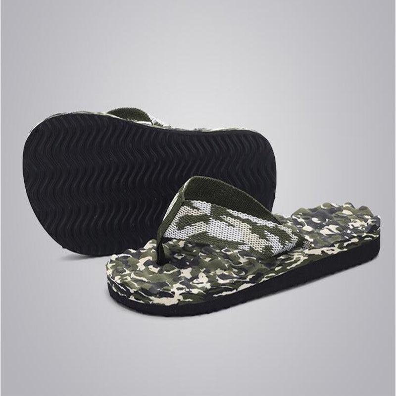 Summer Men Flip Flops Camouflage Slippers Water Sandals Anti-slip Casual Shoes Soft Bottom Beach Massage Slippers With Sport Side Line For Outdoor Summer