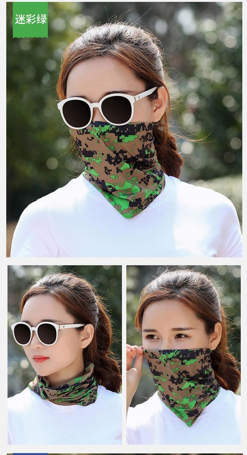 Summer Men Women Camouflage Bandana Half Face Mask Neck Gaiter Cover Face Scarf  Cycling Hunting Fishing Balaclava Scarf Unisex Men Women Bandanas Polyester Breathable Windproof Anti UV Neck Cover Camping Hiking Climbing Face Mask