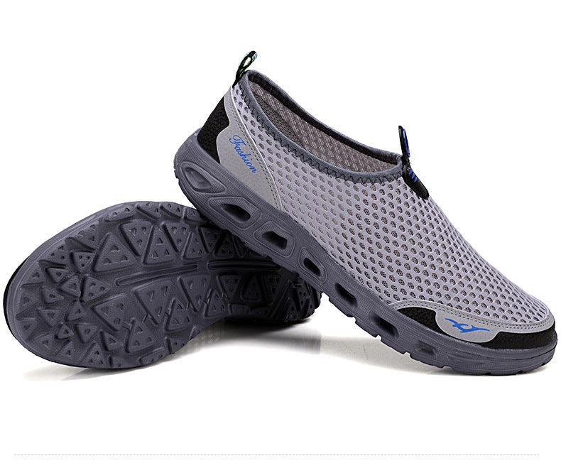 Summer Mens Couple Casual Shoes Fashion Lightweight Breathable Walking Sneakers Slip-on Mesh Flats Water Beach Shoes Quick Dry Barefoot For Swim Diving Surf