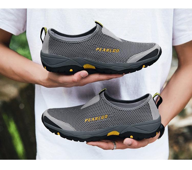 Summer Mesh Beach Men Shoes  Lightweight Breathable Walking Footwear New Slip-On Comfortable Outdoor Walking Footwear Non-Slip Running Climbing Shoes Sneakers Lightweight Breathable Walking Shoes