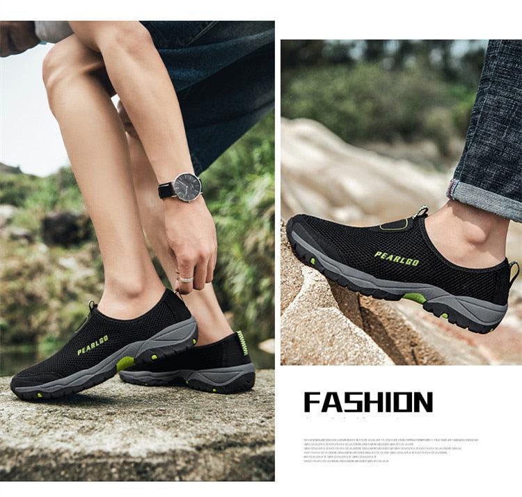 Summer Mesh Beach Men Shoes  Lightweight Breathable Walking Footwear New Slip-On Comfortable Outdoor Walking Footwear Non-Slip Running Climbing Shoes Sneakers Lightweight Breathable Walking Shoes