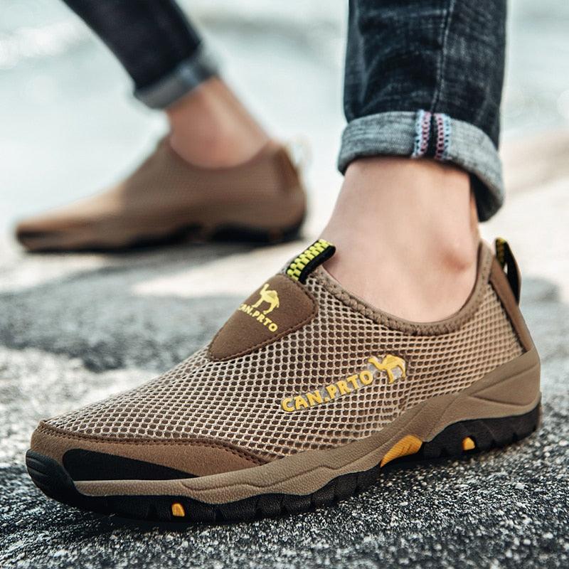 Summer Mesh Beach Men Shoes  Lightweight Breathable Walking Footwear New Slip-On Comfortable Outdoor Walking Footwear Non-Slip Running Climbing Shoes Sneakers Lightweight Breathable Walking Shoes