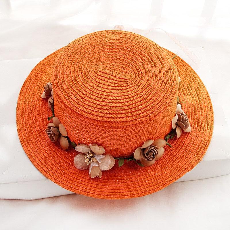 Summer New Sun Hat Stylish Bowknot Straw Hat For Women Beach Caps Parent-child Summer New Women's Sun Hat Bucket Cap Beige Flowers Ribbon Party Straw Hat For Women