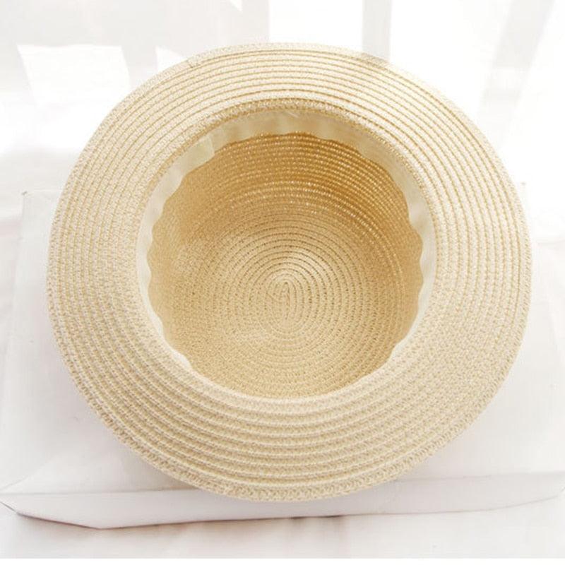 Summer New Sun Hat Stylish Bowknot Straw Hat For Women Beach Caps Parent-child Summer New Women's Sun Hat Bucket Cap Beige Flowers Ribbon Party Straw Hat For Women