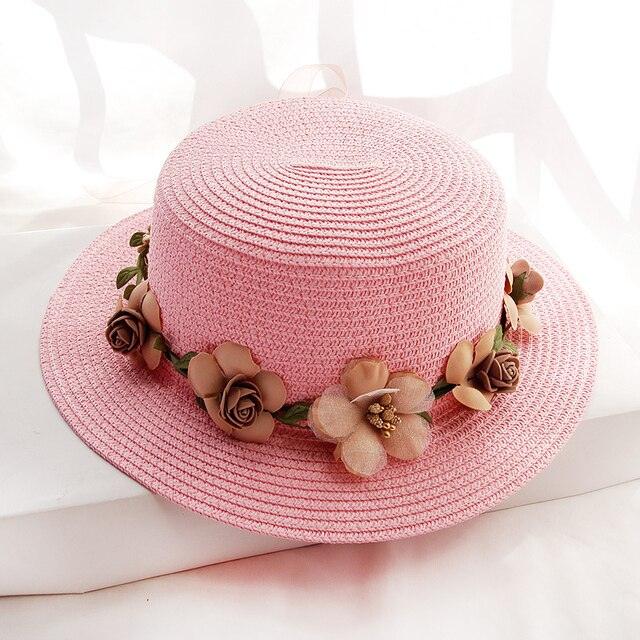 Summer New Sun Hat Stylish Bowknot Straw Hat For Women Beach Caps Parent-child Summer New Women's Sun Hat Bucket Cap Beige Flowers Ribbon Party Straw Hat For Women