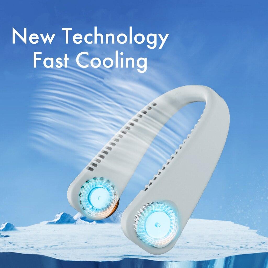 Summer Portable Hanging Neck Fan Fast Cooling USB Rechargeable Wearable Bladeless Fan Outdoor Sports Home Office Cooler Portable Hands-Free Mini USB Fan-Personal Mini Fan Powered By Rechargeable Battery Fan