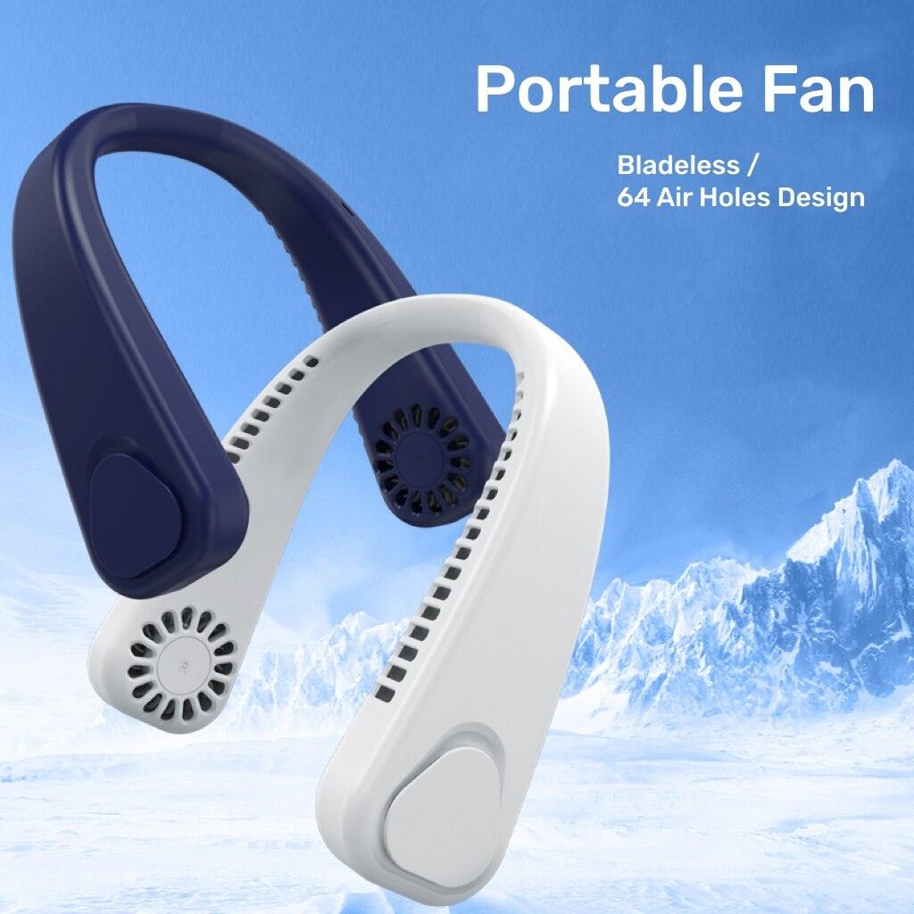 Summer Portable Hanging Neck Fan Fast Cooling USB Rechargeable Wearable Bladeless Fan Outdoor Sports Home Office Cooler Portable Hands-Free Mini USB Fan-Personal Mini Fan Powered By Rechargeable Battery Fan