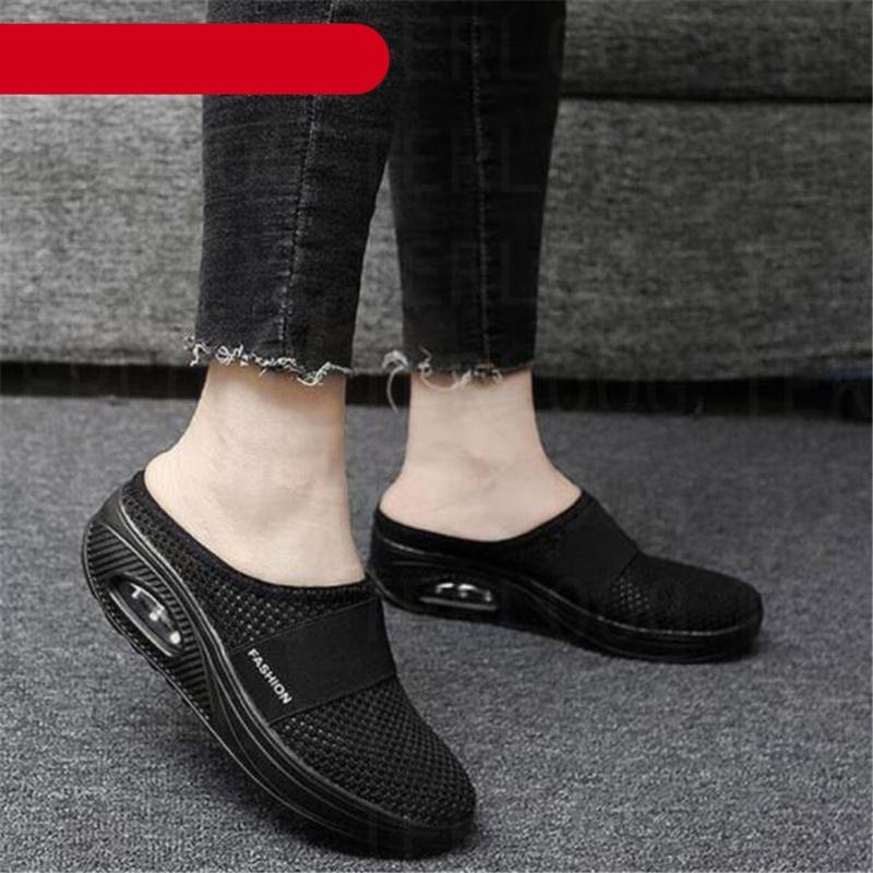 Summer Sandals Fashion Platform Slippers Outdoor Casual Flip Flops Comfy Slippers Women Flats Mesh Shoes Casual Air Cushion Platform Mesh Mules Sneaker Sandals For Female Lightweight Beach Shoes Outdoor Slippers