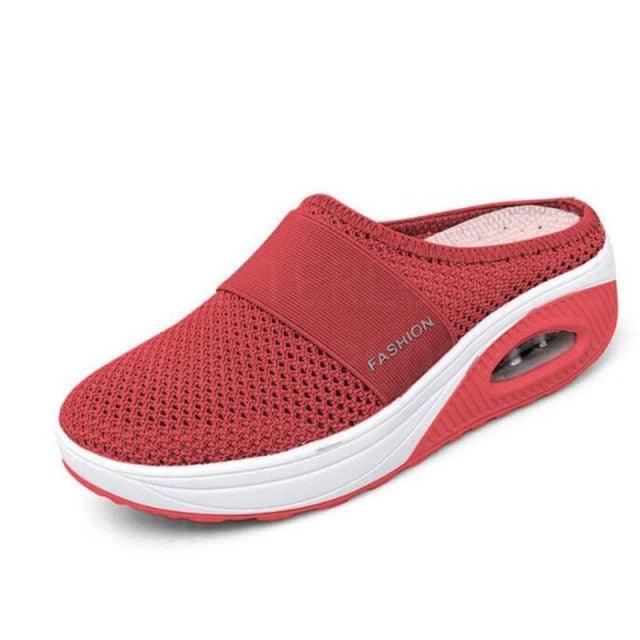 Summer Sandals Fashion Platform Slippers Outdoor Casual Flip Flops Comfy Slippers Women Flats Mesh Shoes Casual Air Cushion Platform Mesh Mules Sneaker Sandals For Female Lightweight Beach Shoes Outdoor Slippers