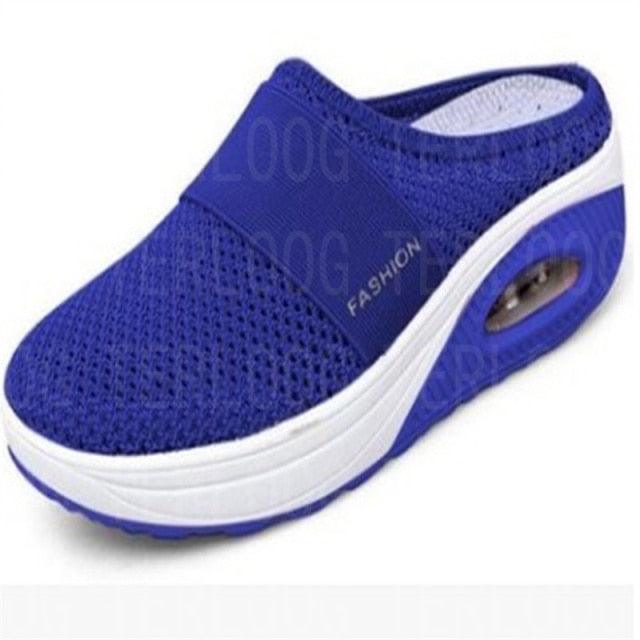 Summer Sandals Fashion Platform Slippers Outdoor Casual Flip Flops Comfy Slippers Women Flats Mesh Shoes Casual Air Cushion Platform Mesh Mules Sneaker Sandals For Female Lightweight Beach Shoes Outdoor Slippers