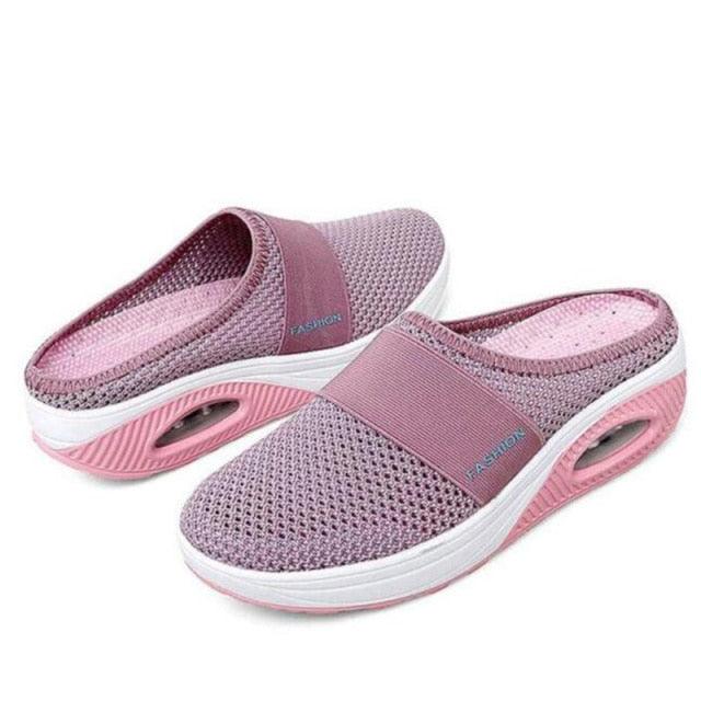 Summer Sandals Fashion Platform Slippers Outdoor Casual Flip Flops Comfy Slippers Women Flats Mesh Shoes Casual Air Cushion Platform Mesh Mules Sneaker Sandals For Female Lightweight Beach Shoes Outdoor Slippers