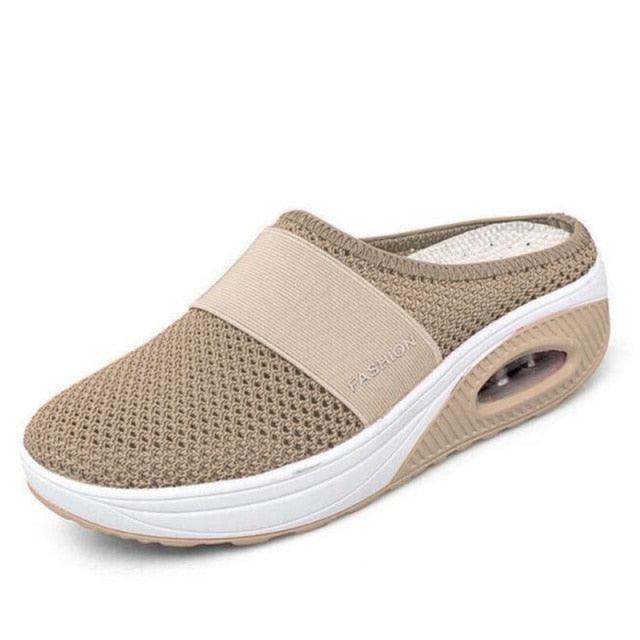 Summer Sandals Fashion Platform Slippers Outdoor Casual Flip Flops Comfy Slippers Women Flats Mesh Shoes Casual Air Cushion Platform Mesh Mules Sneaker Sandals For Female Lightweight Beach Shoes Outdoor Slippers