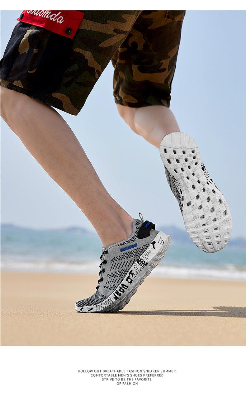 Summer Sport Mens Casual Workout Shoes Air Mesh Sneakers Fashion Foam Footwear Black Beach Water Fisherman Breathable Men Jogging Tennis Sport Sneakers