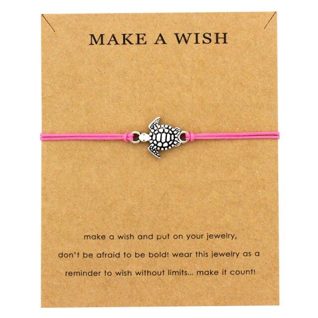 Summer Style Adjustable Jewelry Make a Wish Silver Sea Turtles Charm Women Men Bracelets Beach Sea Turtles Rope String Bracelets Anklets Family Handmade Adjustable Turtle String Bracelet For Women Kids