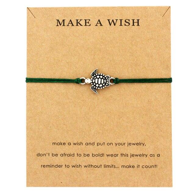 Summer Style Adjustable Jewelry Make a Wish Silver Sea Turtles Charm Women Men Bracelets Beach Sea Turtles Rope String Bracelets Anklets Family Handmade Adjustable Turtle String Bracelet For Women Kids