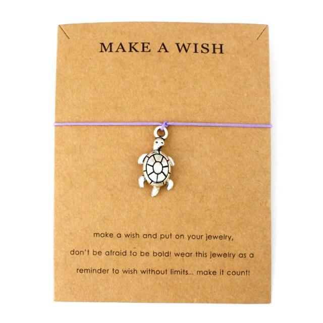 Summer Style Adjustable Jewelry Make a Wish Silver Sea Turtles Charm Women Men Bracelets Beach Sea Turtles Rope String Bracelets Anklets Family Handmade Adjustable Turtle String Bracelet For Women Kids