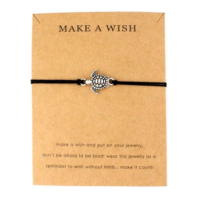 Summer Style Adjustable Jewelry Make a Wish Silver Sea Turtles Charm Women Men Bracelets Beach Sea Turtles Rope String Bracelets Anklets Family Handmade Adjustable Turtle String Bracelet For Women Kids