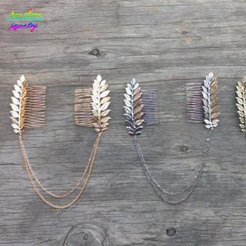 Summer Style Bohemia Leaves Head Crown  Chain And Leaves Hair Comb Wedding Hair Accessories Leaf Hair Hoop Headband Bridal Hair Crown Headdress Metal Leaf Branch French Hair Bands